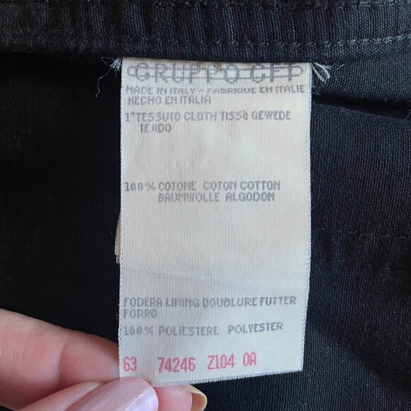 Vintage 90s VALENTINO Boutique Black Polished Cotton High-Waist Pants Made Italy - Picture 11 of 11